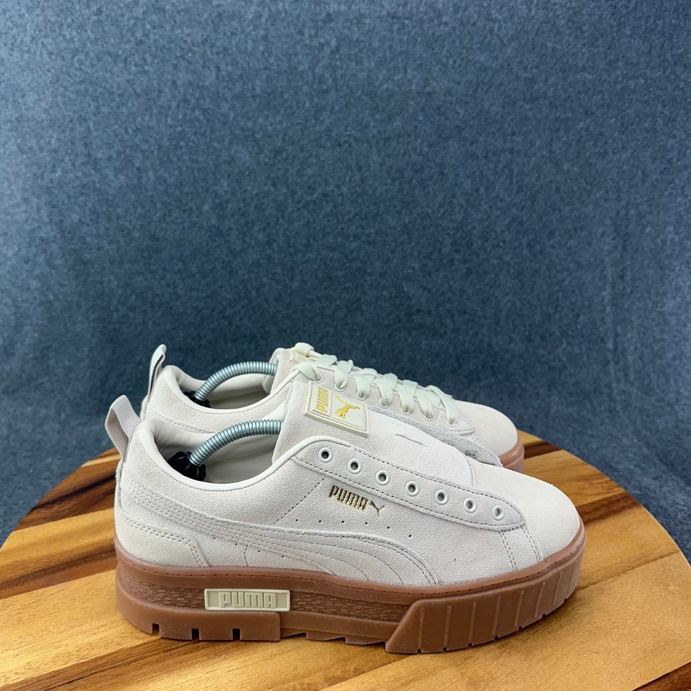 Puma Mayze Suede Marshmallow Gum Platform Sneakers 380784-06 Womens Size 9
